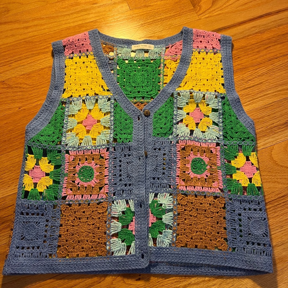 Colorful Crochet Patchwork Vest